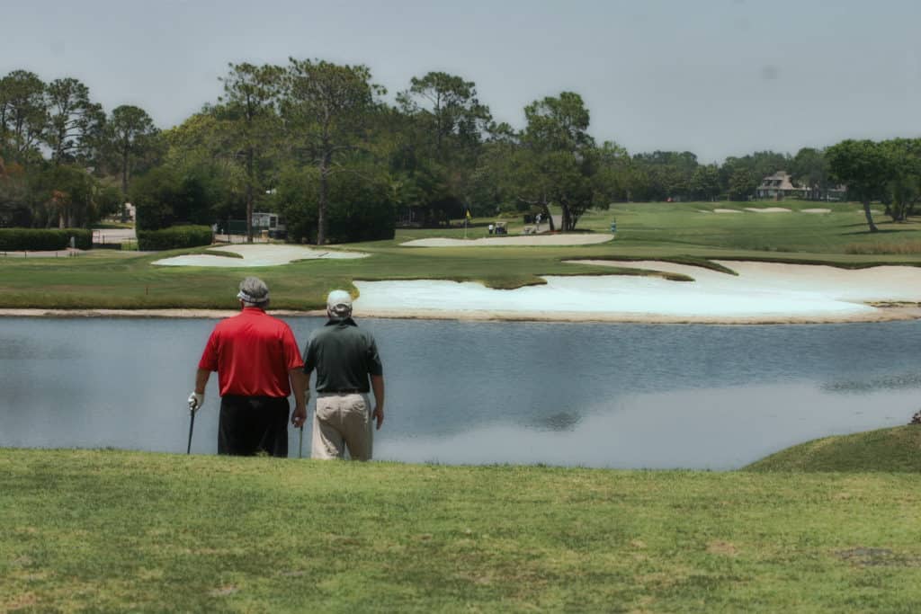 Bobby Turbeville and Steve Rowland, longtime friends from South Carolina on the #17 tee, a par three